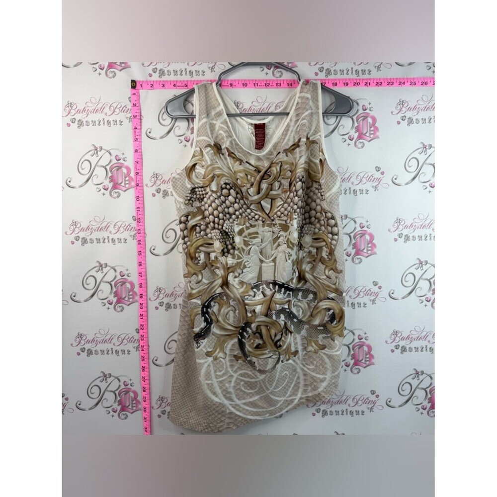 Olsen tank top angels Beige Sleeveless Patterned Tank Top  Ornate Chain Print
